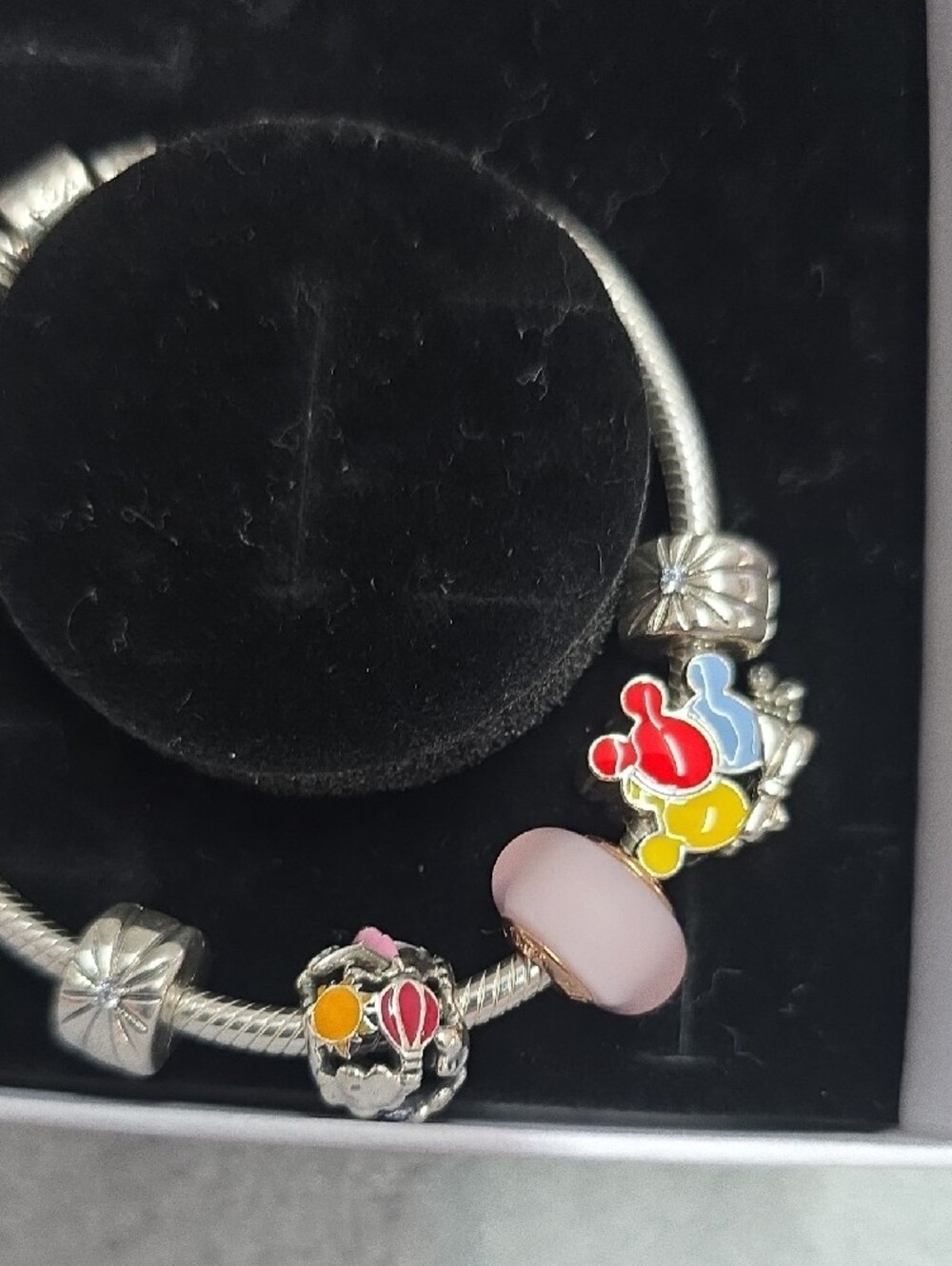 Pandora Silver Tone Pink and Multicolor Charm Bracelet - Picture 2 of 4
